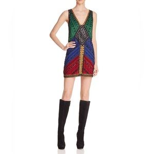 Alice & Olivia Nadia embellished color block dress